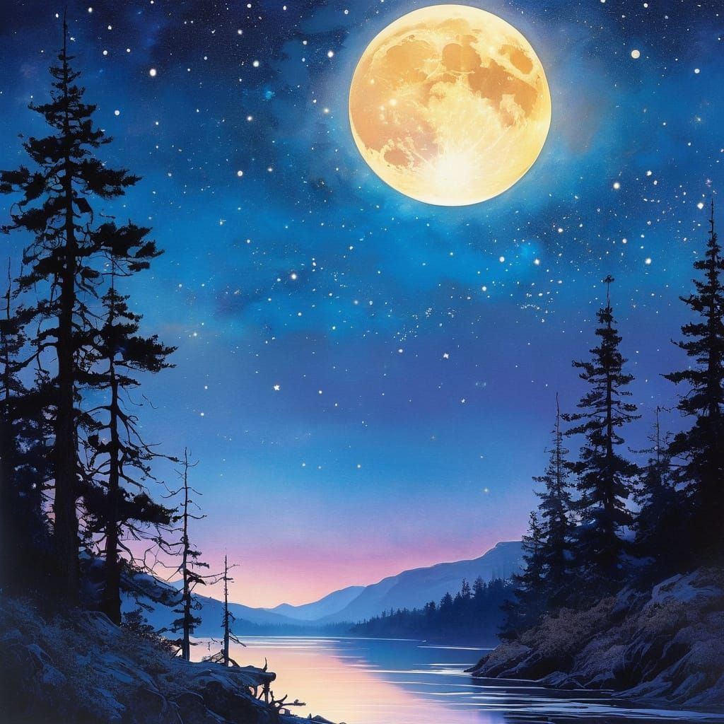 Cosmic Heart Illumination in Vintage Watercolor Style