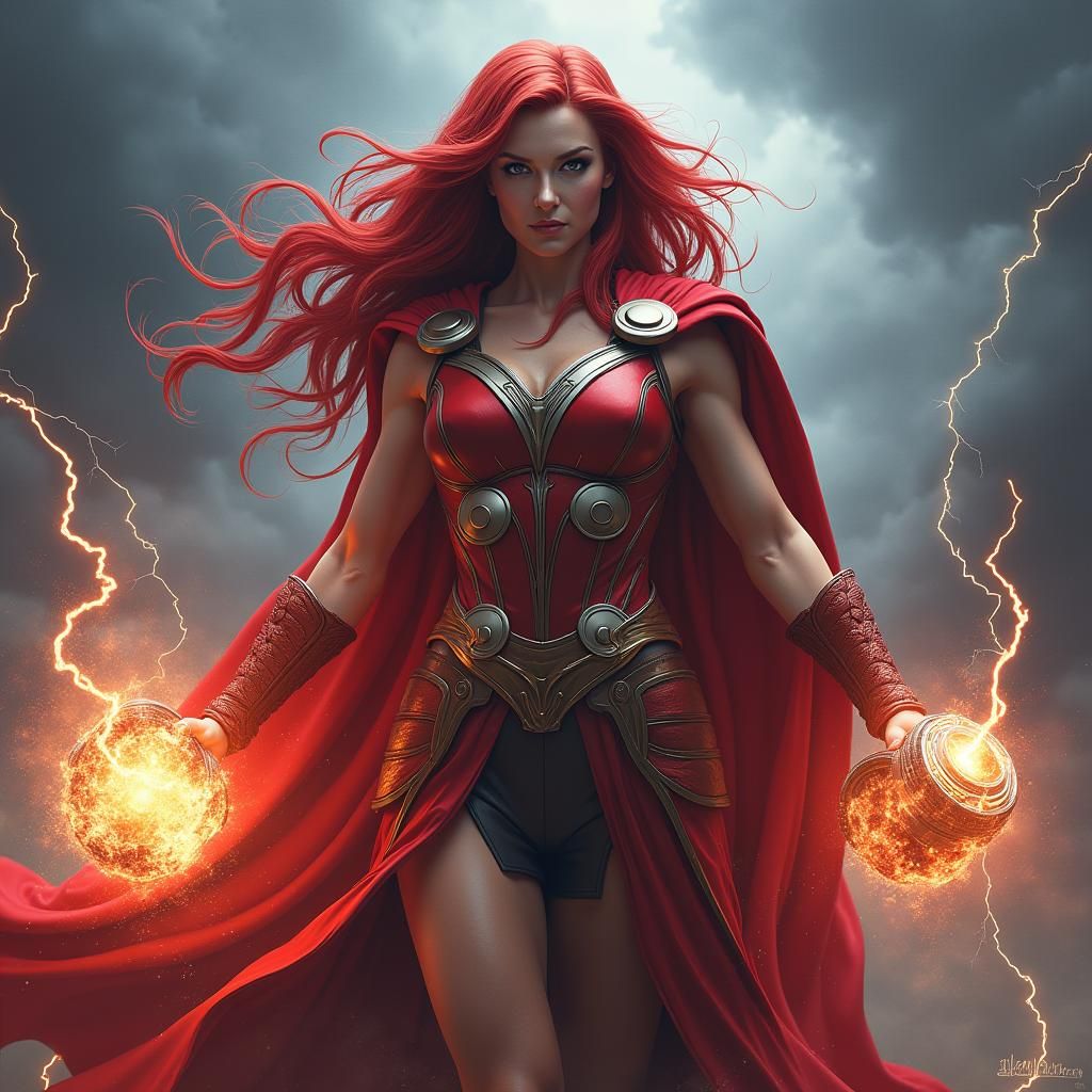 Powerful Thor-Wanda Hybrid Wielding Mjolnir