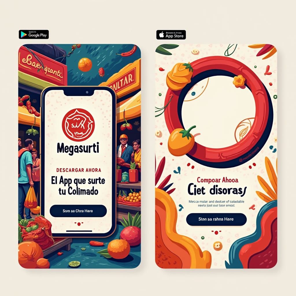 Lively Mobile App Illustration with Latin American Market Sc...
