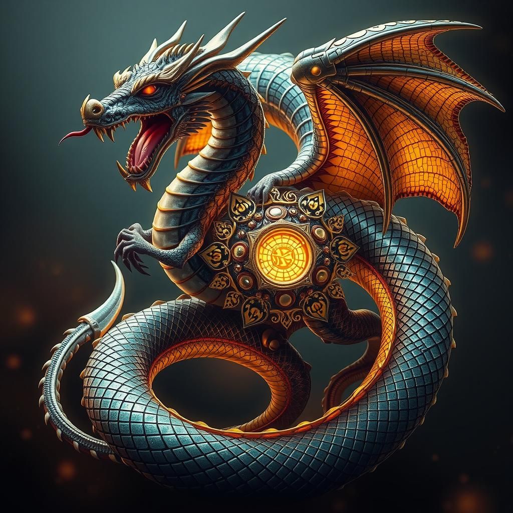 Dragon Protecting Artifact in Biomechanical Style
