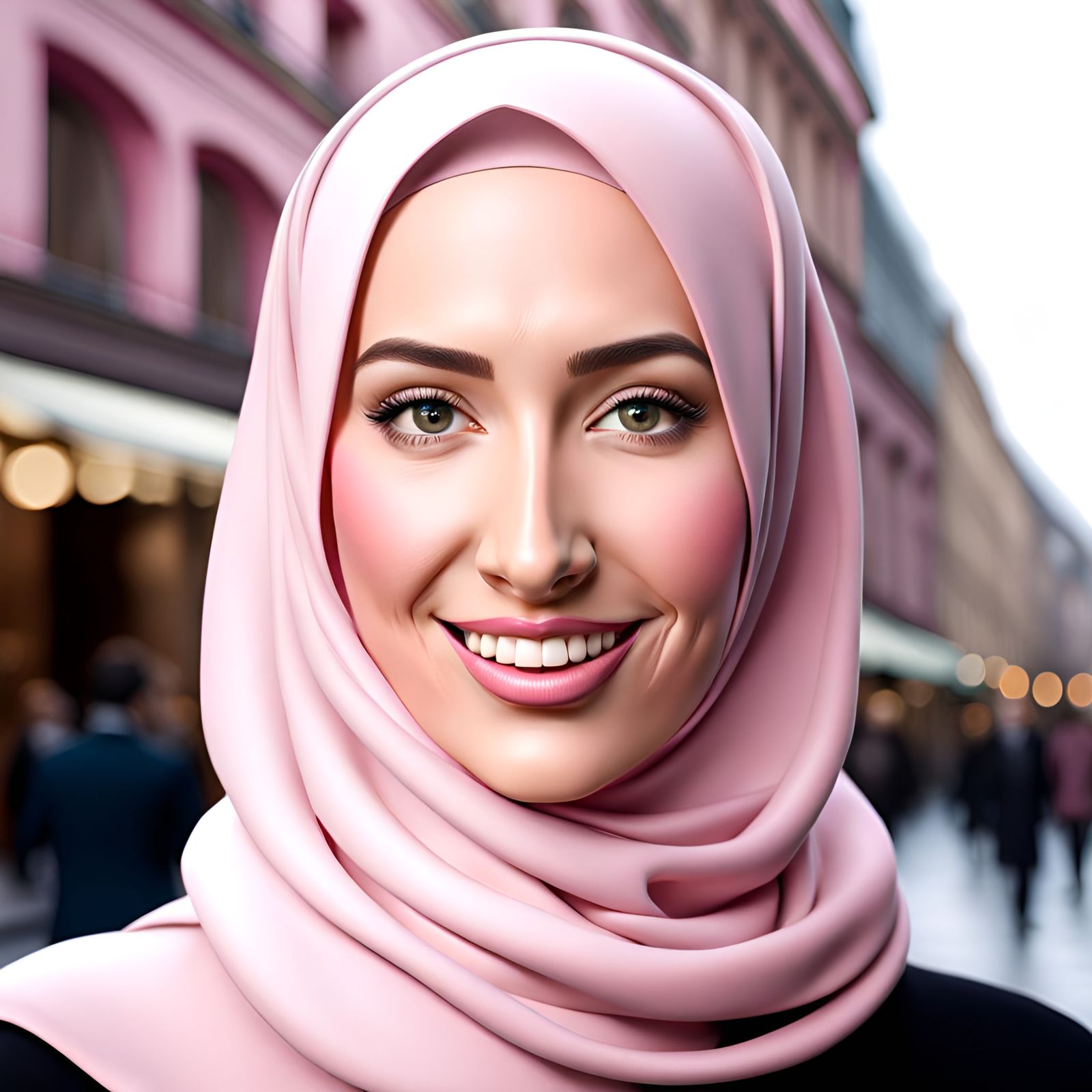 Elegant German Woman in Pink Hijab Portrait