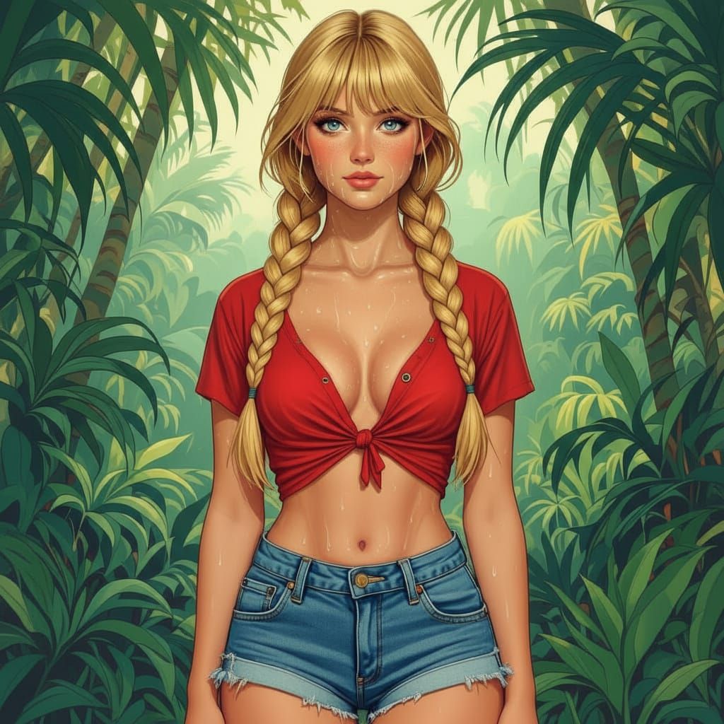 Nordic Blonde with Braids and Freckles