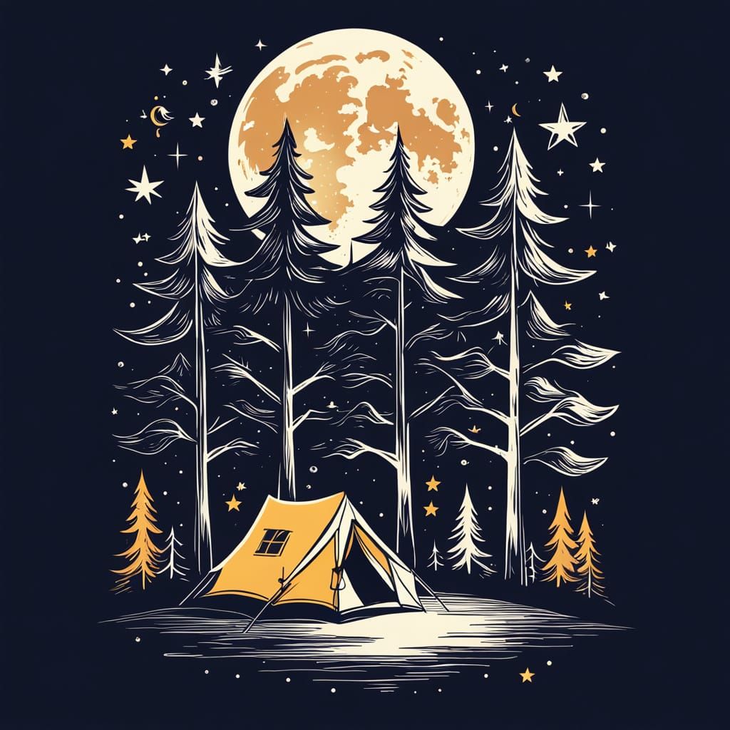 Camping Heartbeat Graphic for T-Shirt Design