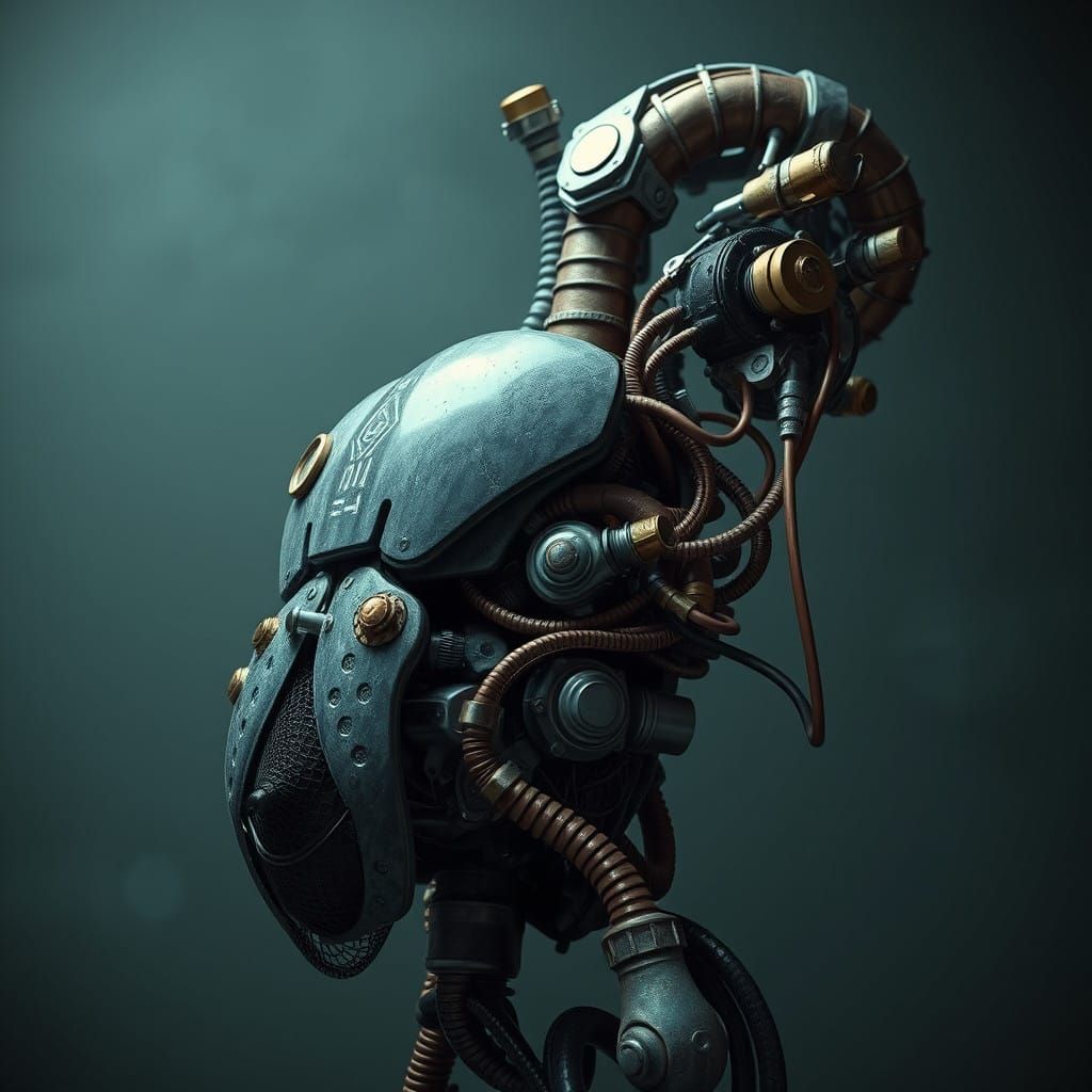 Biomechanical Human Organs in Dark Cyberpunk Style