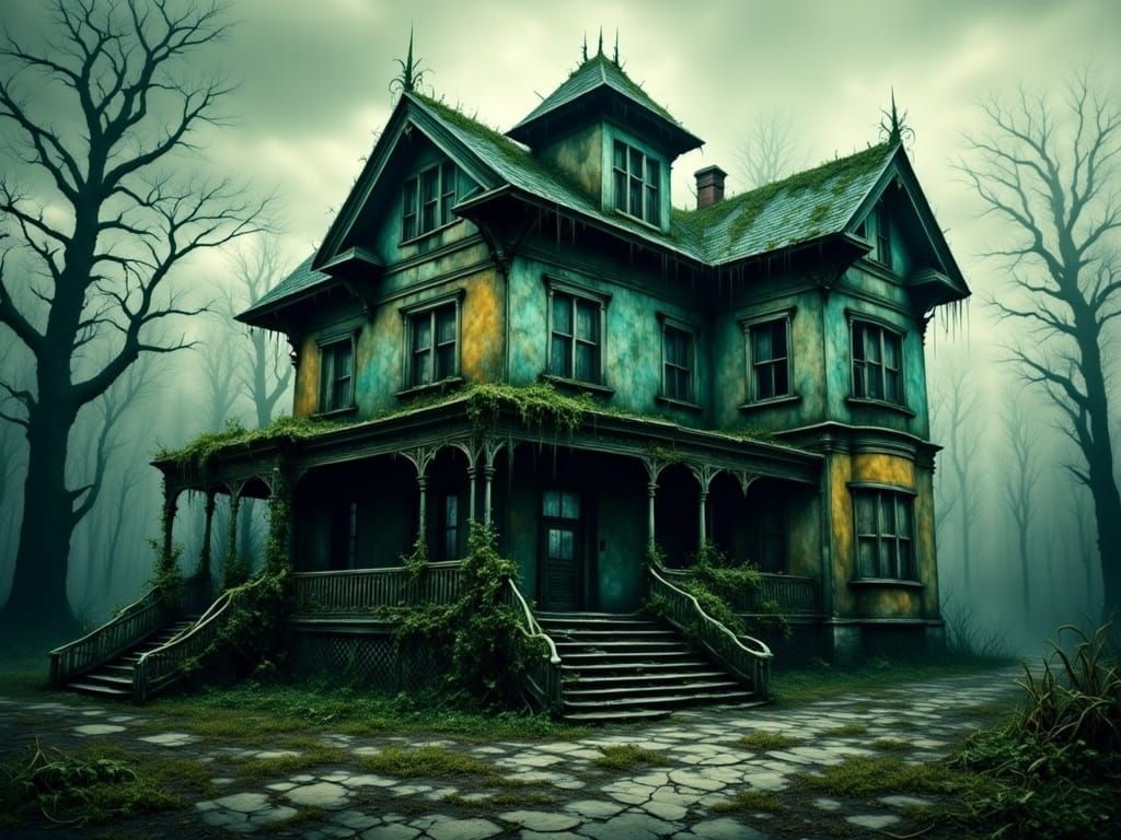 Decaying Victorian Mansion in Horrorcore Style