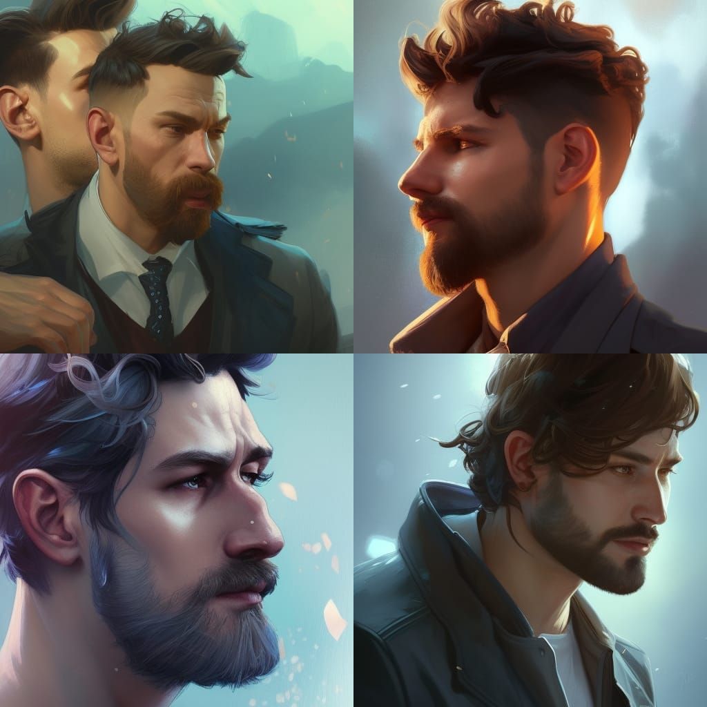 Two Handsome Men in Love: Hyperdetailed Portrait