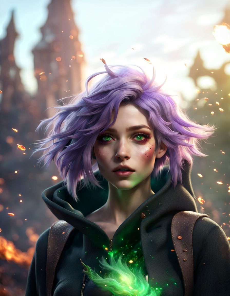 Green-purple element of fire and wind 3 💚💜