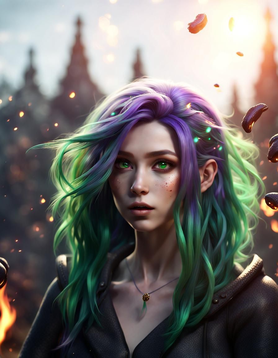 Green-purple element of fire and wind 1 ππ