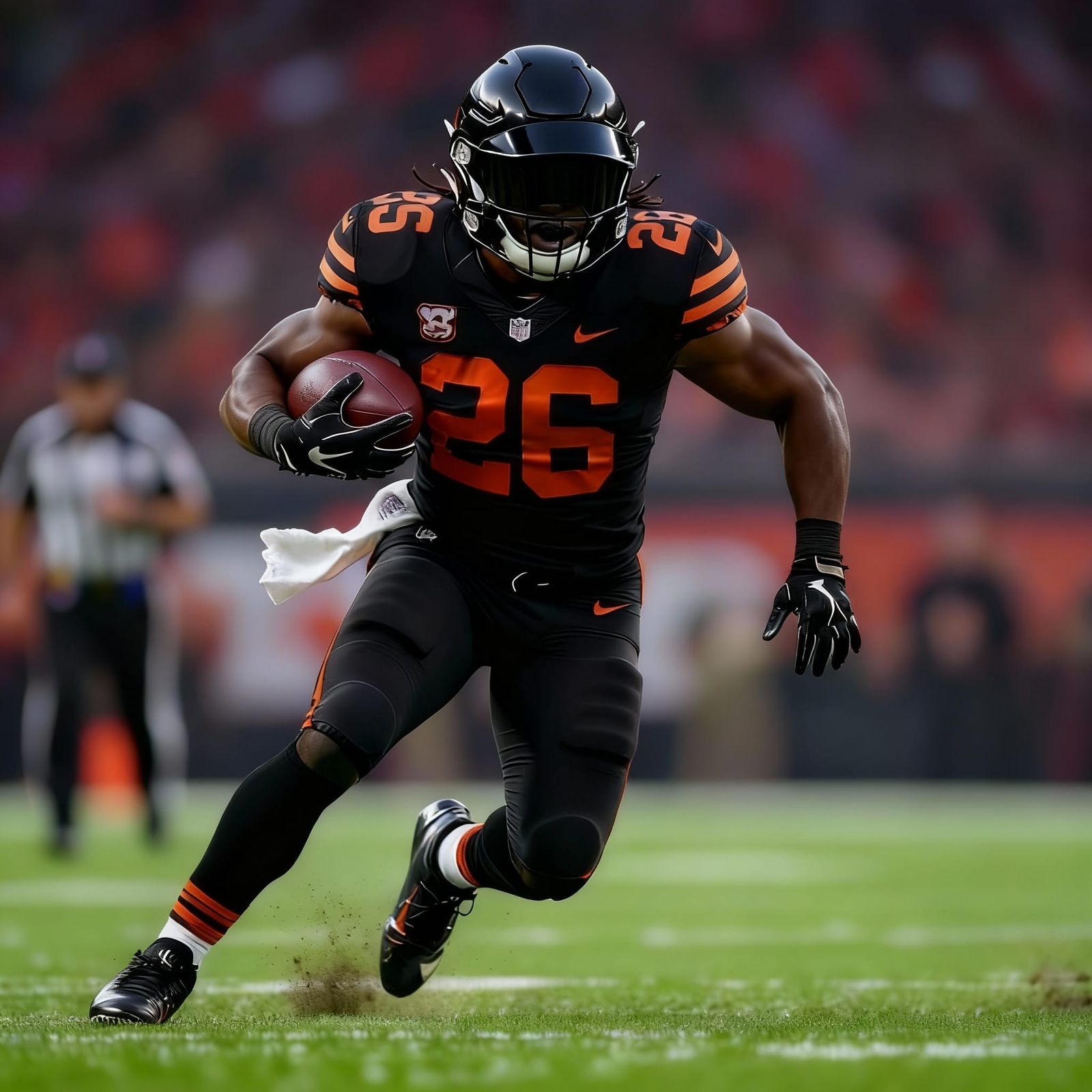 American Football Player Stiff Arms Opponent in Realistic St...