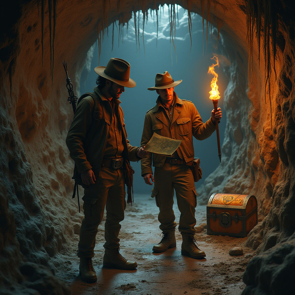 Neymar and Haaland as Indiana Jones-Style Adventurers