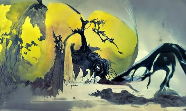 Yellow Fantasy Illustration in Classic Style