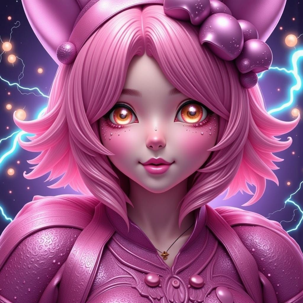 Alluring Metallic Figure Shimmers Under Electric Lighting