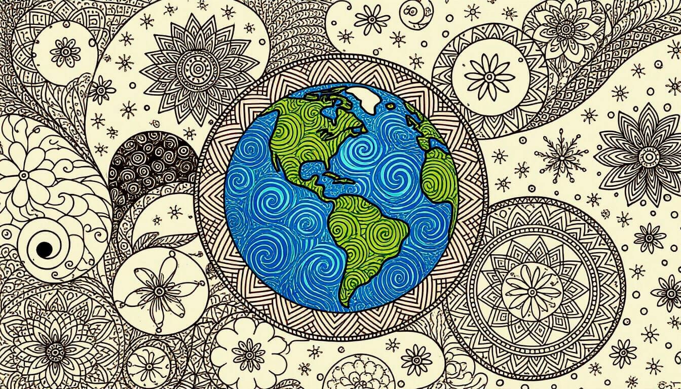 Earth Zentangle Art with Burton Style