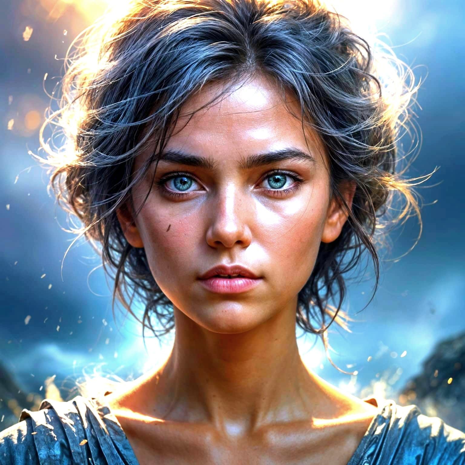 Confident Woman Portrait by Rutkowski and Mucha