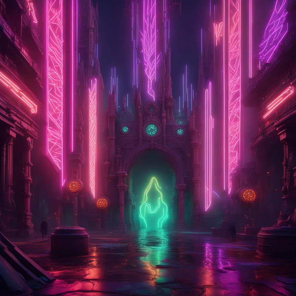 Vibrant Neon Landscape Concept Art