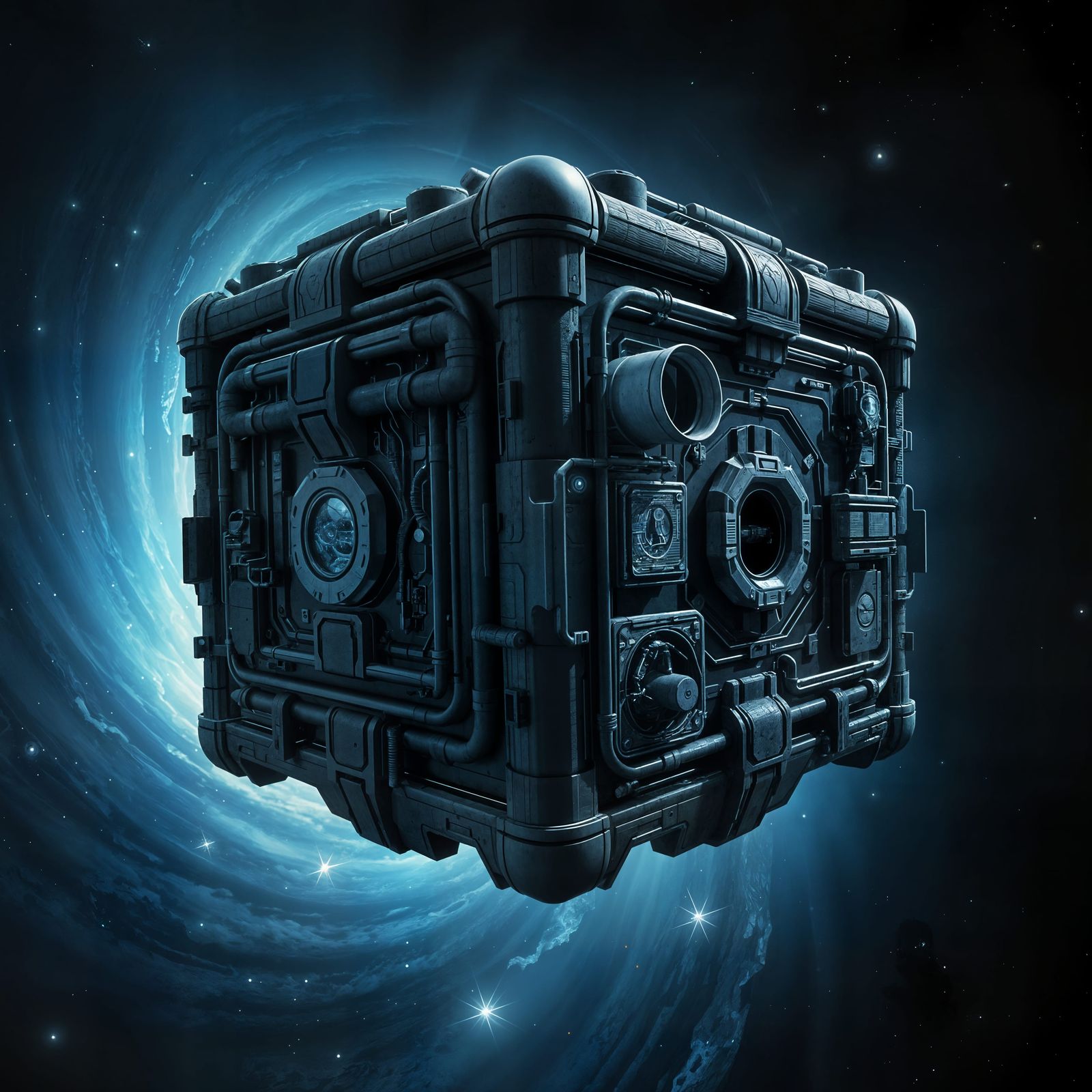 Ominous Borg Cube Hovers Above Star-Sucking Black Hole