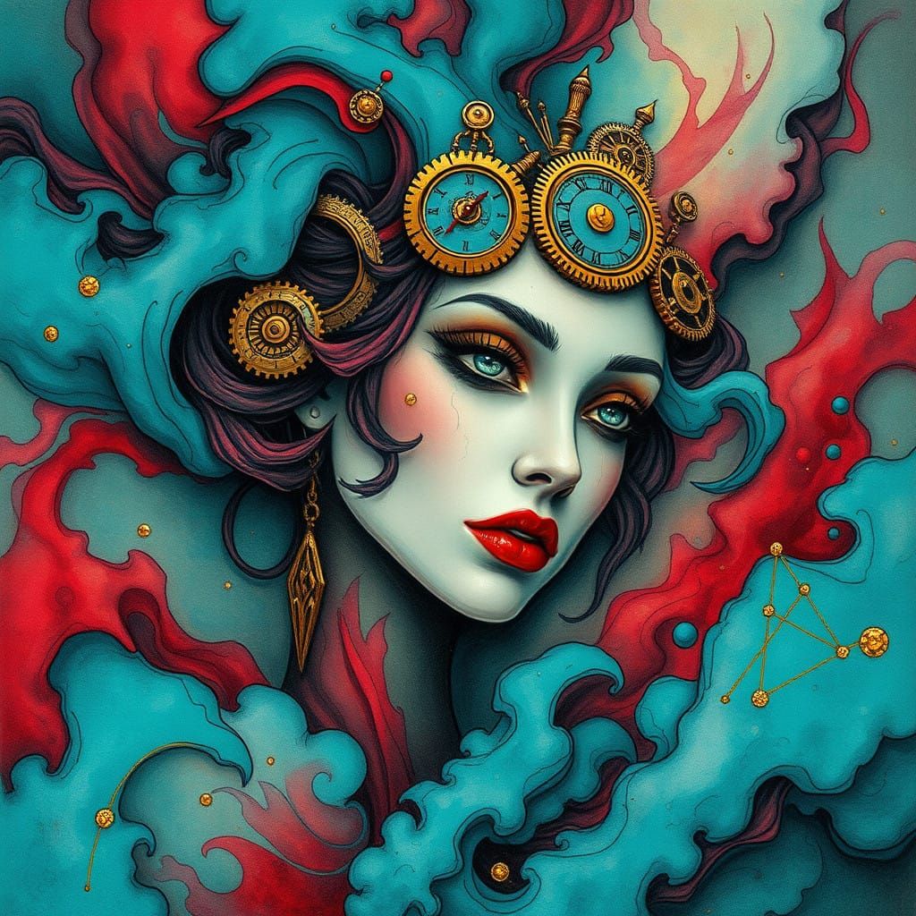 Steampunk Goddess in Turquoise Dreamscapes