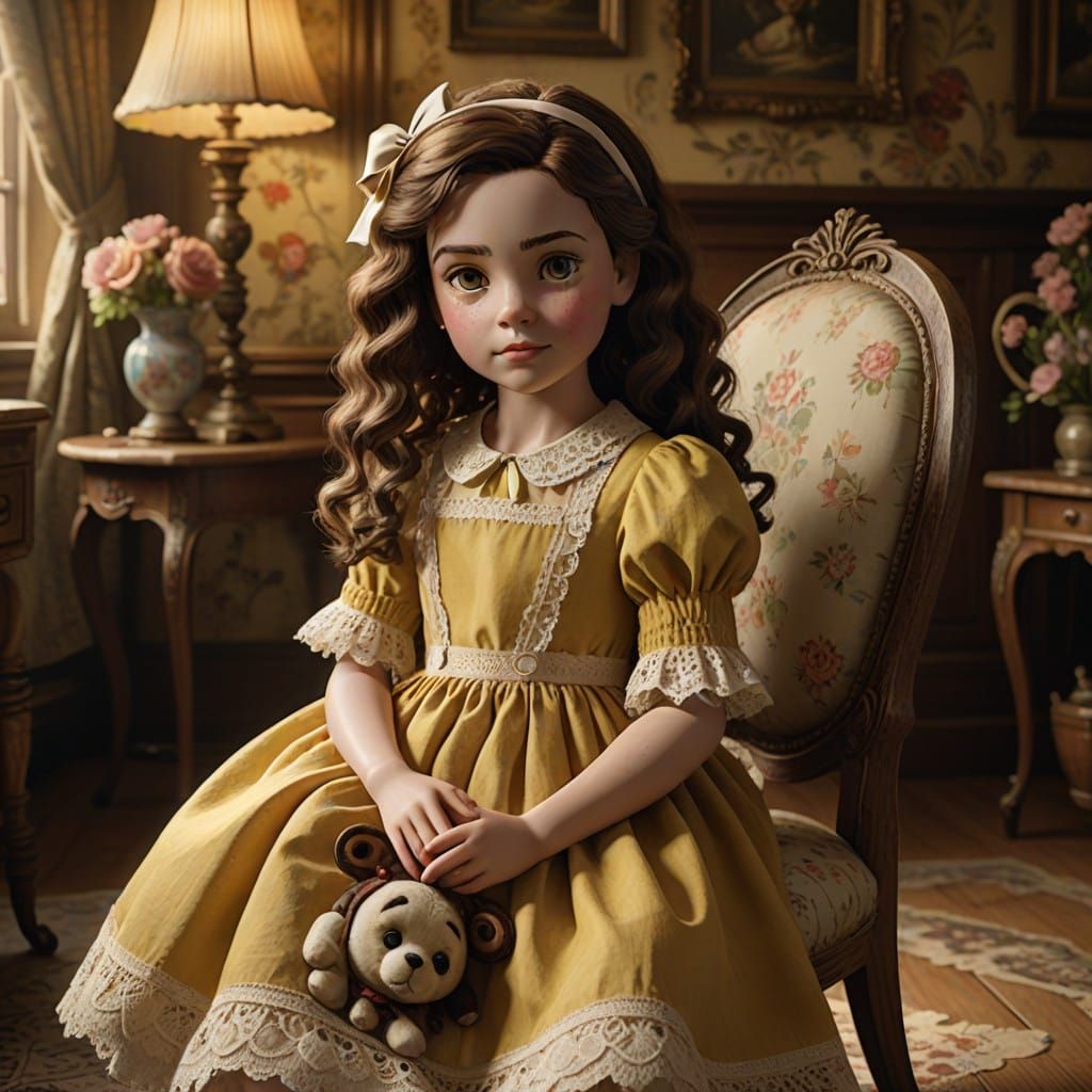 Enchanting Little Girl in Whimsical Victorian Setting