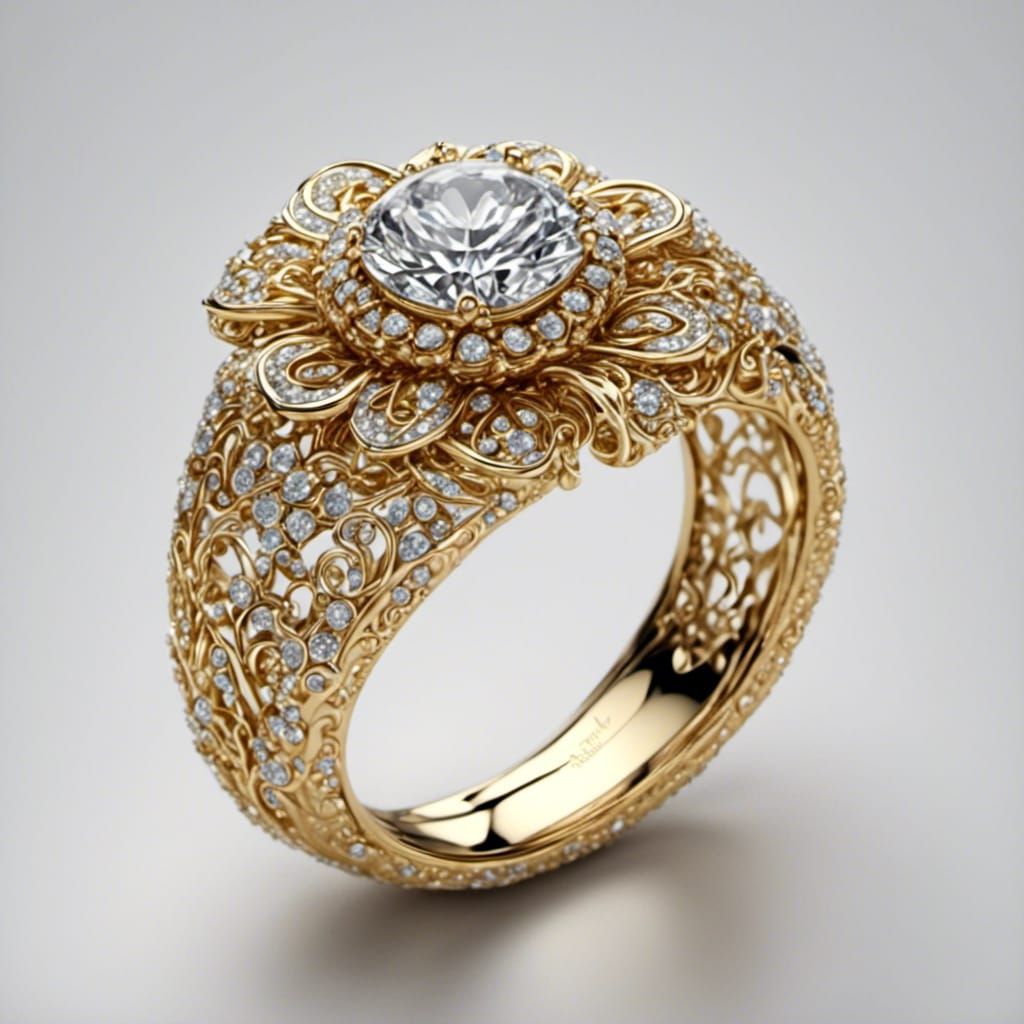 Luxurious Diamond Empress Ring in Gold