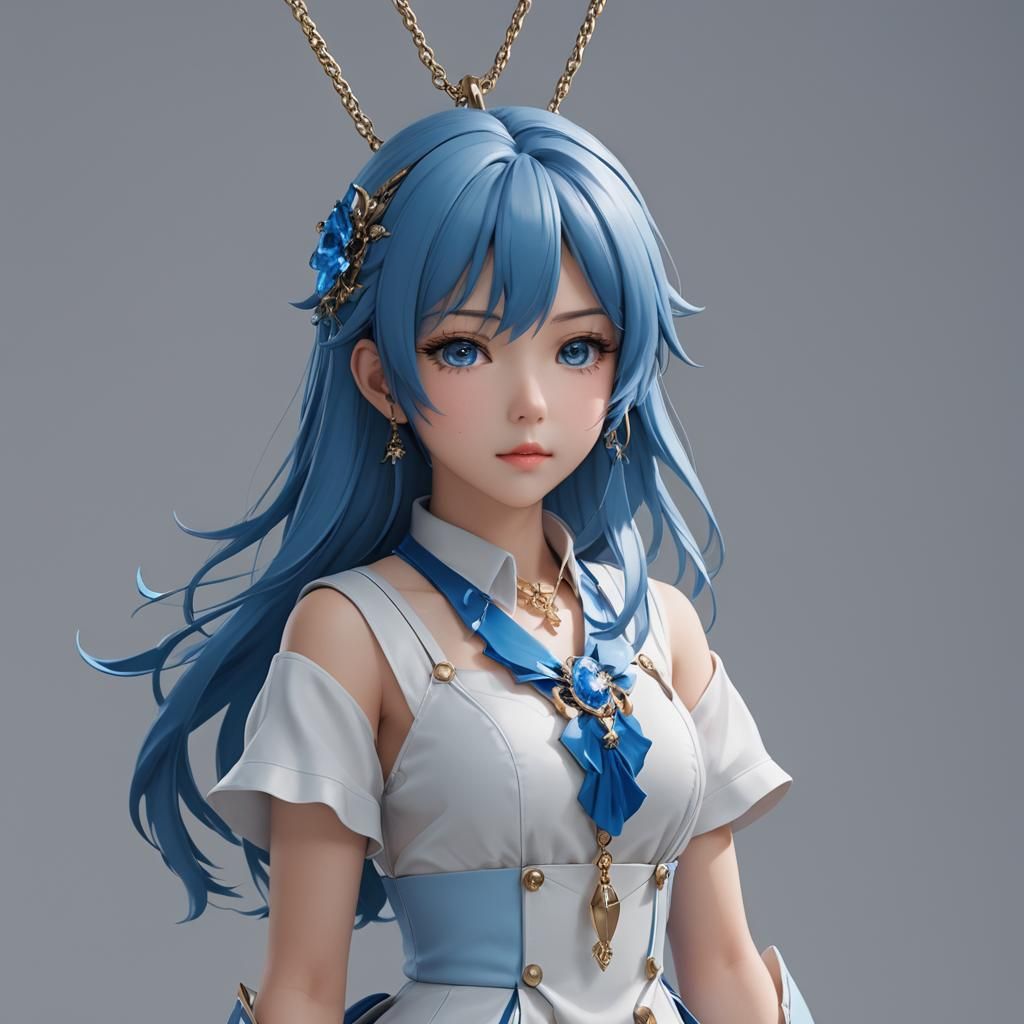 Blue Pendant in Detailed 3D Anime Art