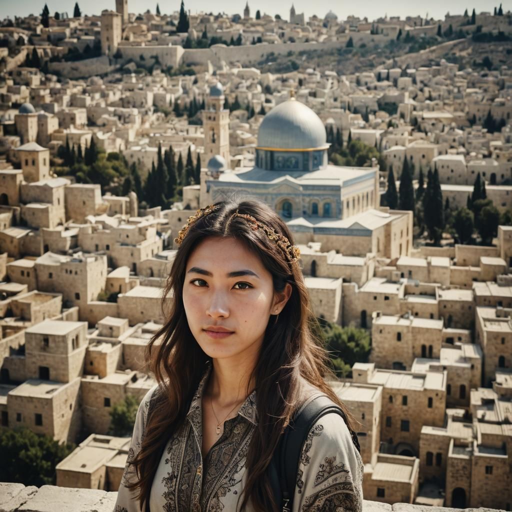 Beautiful Asian-Israeli Woman Portrait in Jerusalem