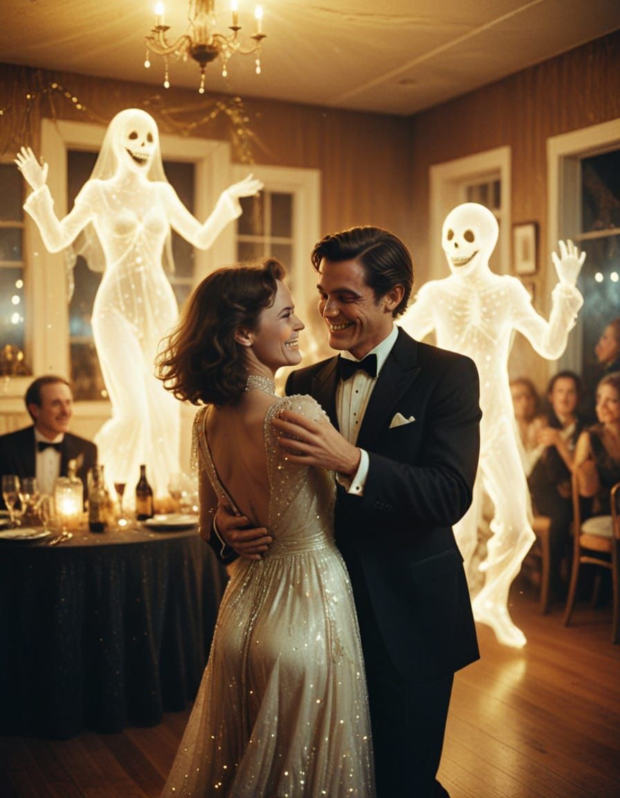 Ghostly Dance at 1970s New Year's Eve Party