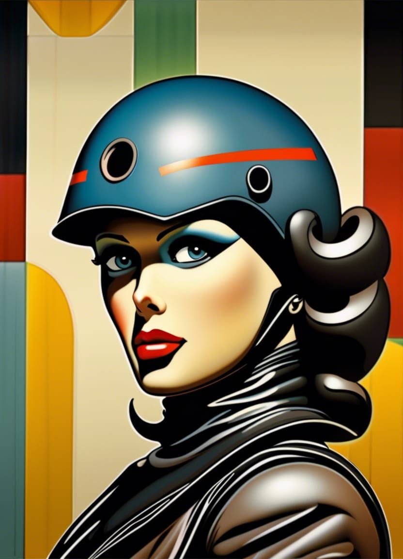 Abstract Bauhaus Poster with Harley-Davidson and Figure