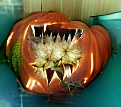 Menacing Jack-o'-Lantern with Sharp Teeth