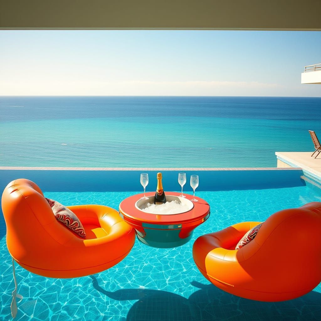 Retro-Futuristic Poolside Oasis