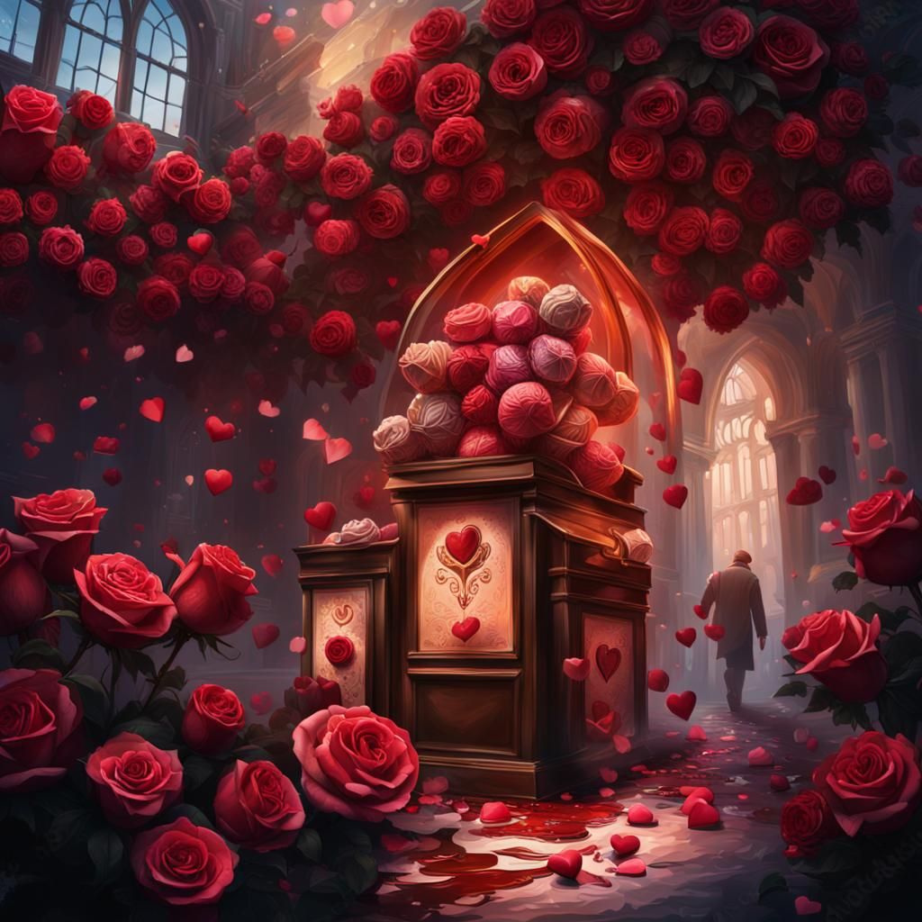 St Valentine with Chocolate Roses in Splash Art