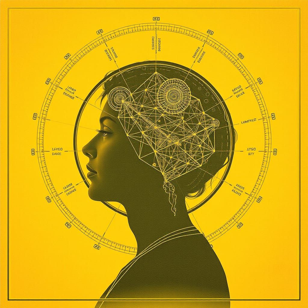 Blueprint Diagram of Unmanifested Dreams with Gold Accents