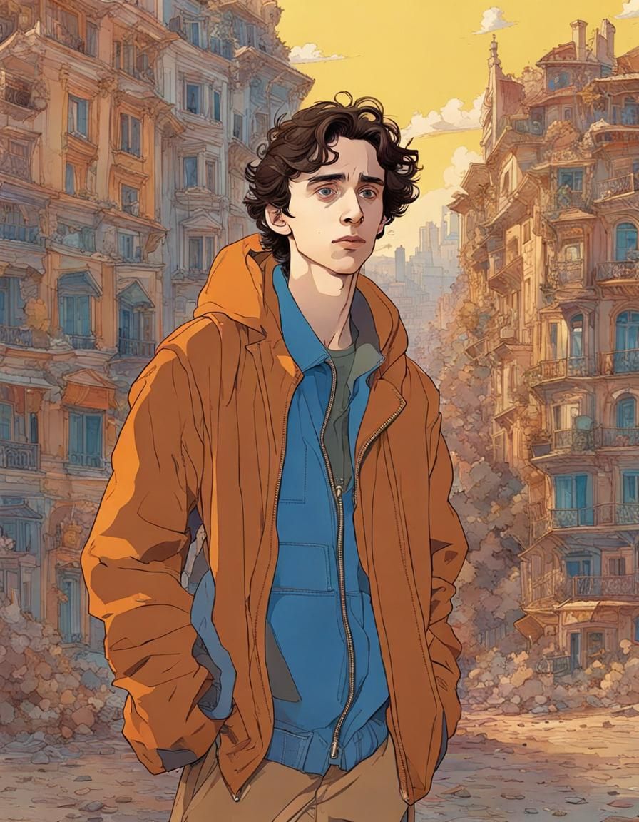 Portrait in Moebius Style of a Young Man