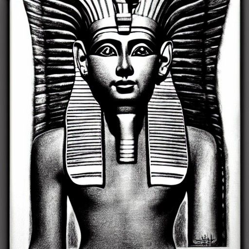 Detailed Charcoal Drawing of Egyptian God