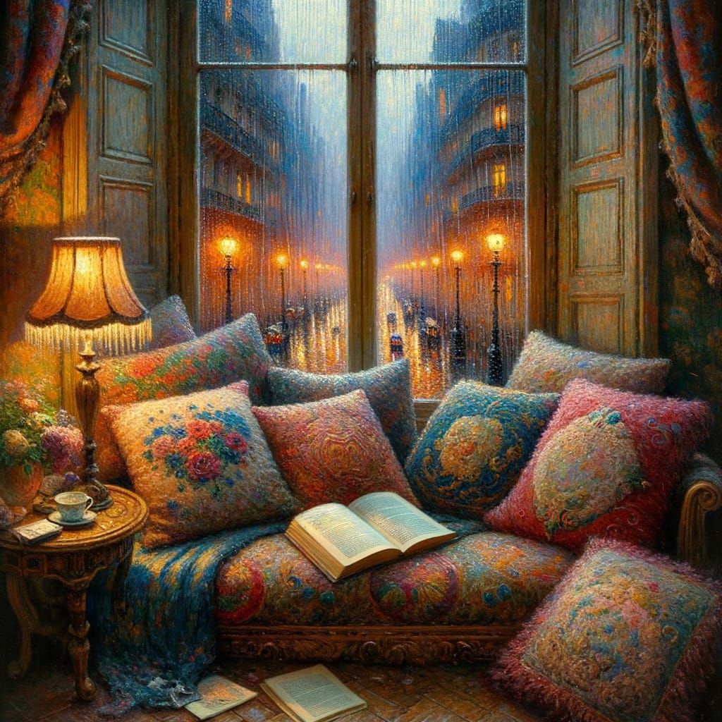 Twilight Cityscape: Realism Oil Painting