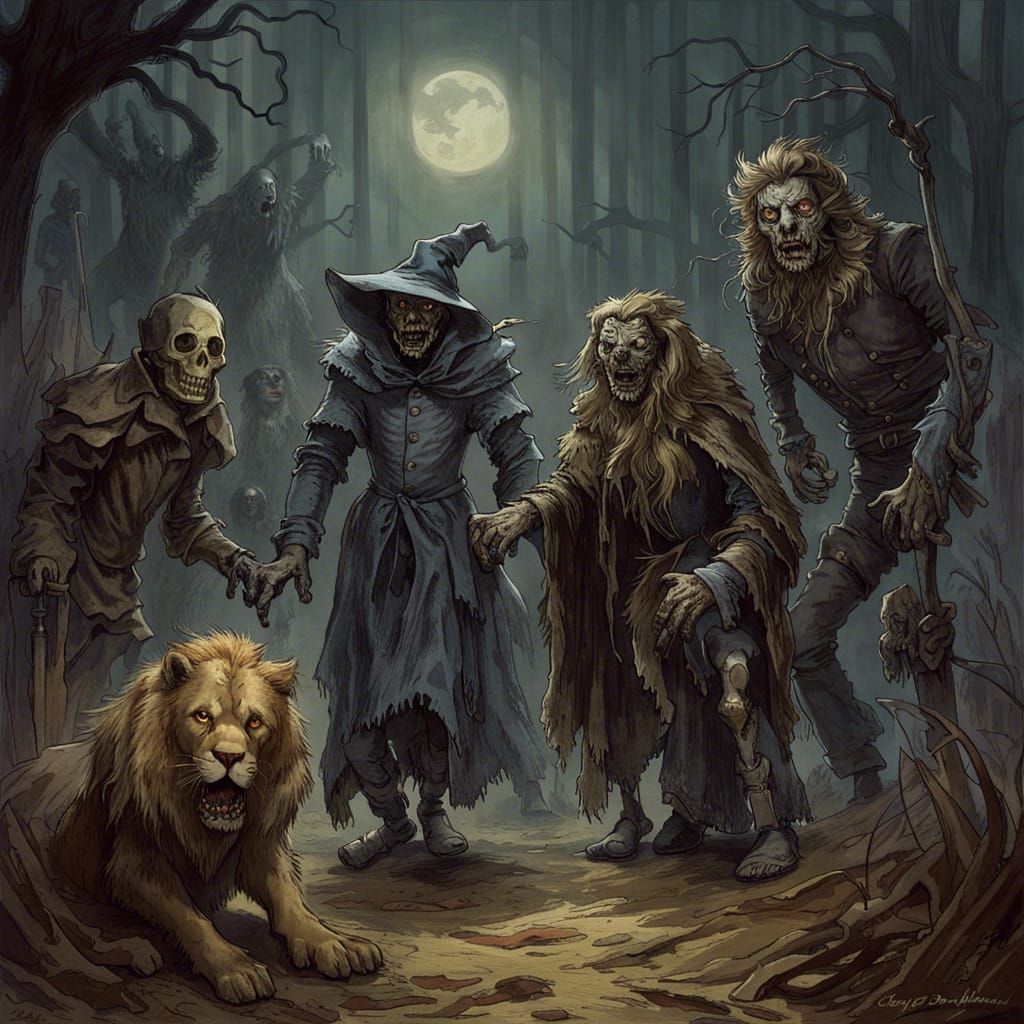 Undead Wizard of Oz Characters in Horror Style