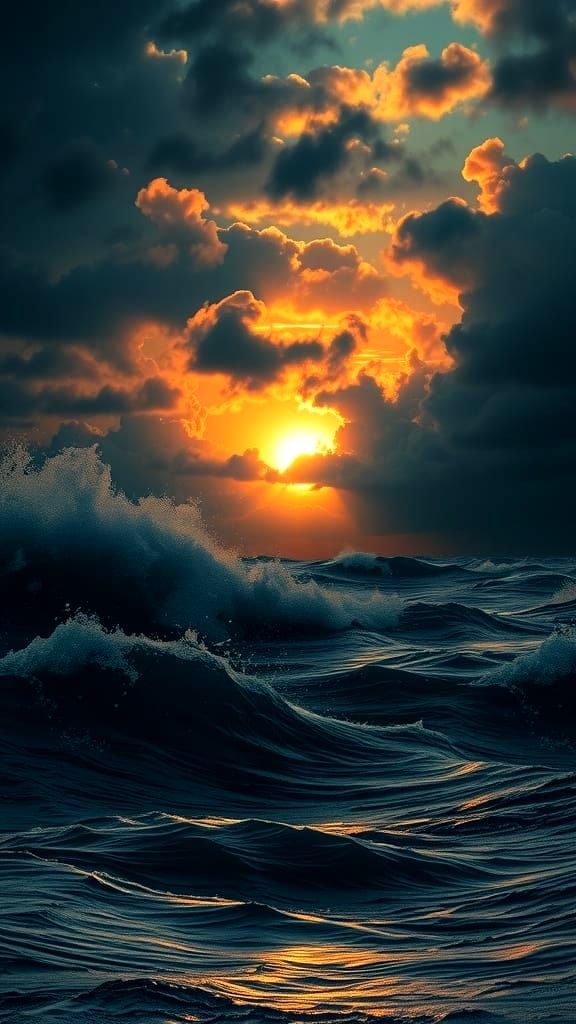 Hyperrealistic Sunset Seascape in HDR