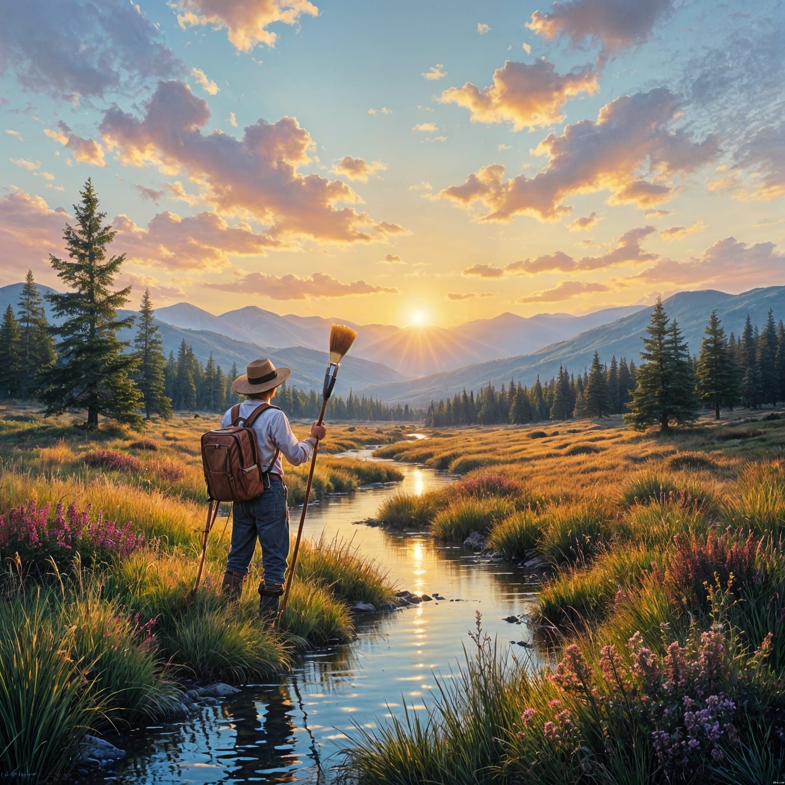 Artist's Brush Manifests Dormant Landscape