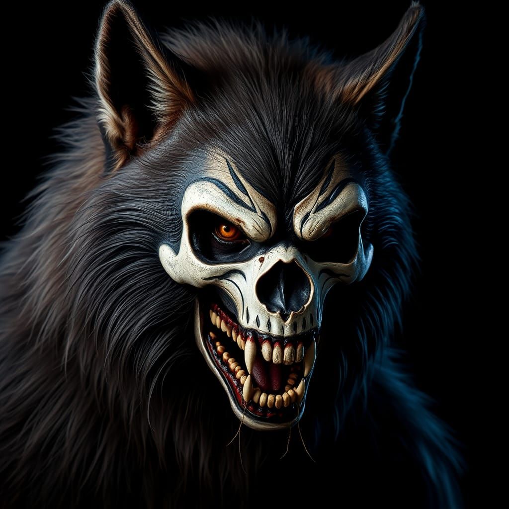 Hyperrealistic Werewolf with Day of the Dead Face