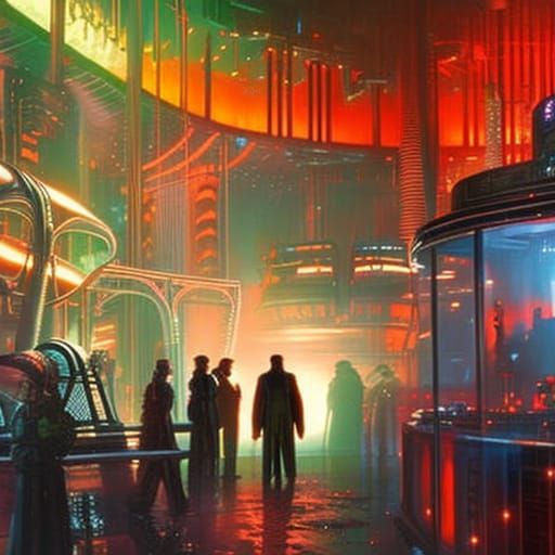 Hyperrealistic Nightclub Scene: Blade Runner Inspiration