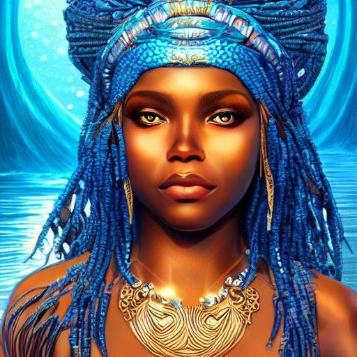 Ethereal Yemaya: African River Goddess Portrait