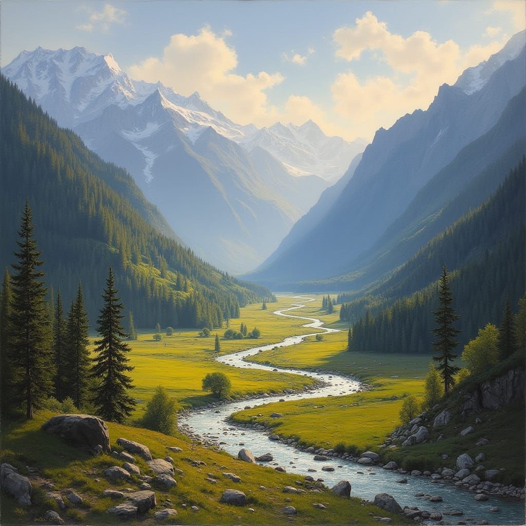 Himalayan Landscape in Warm Golden Light