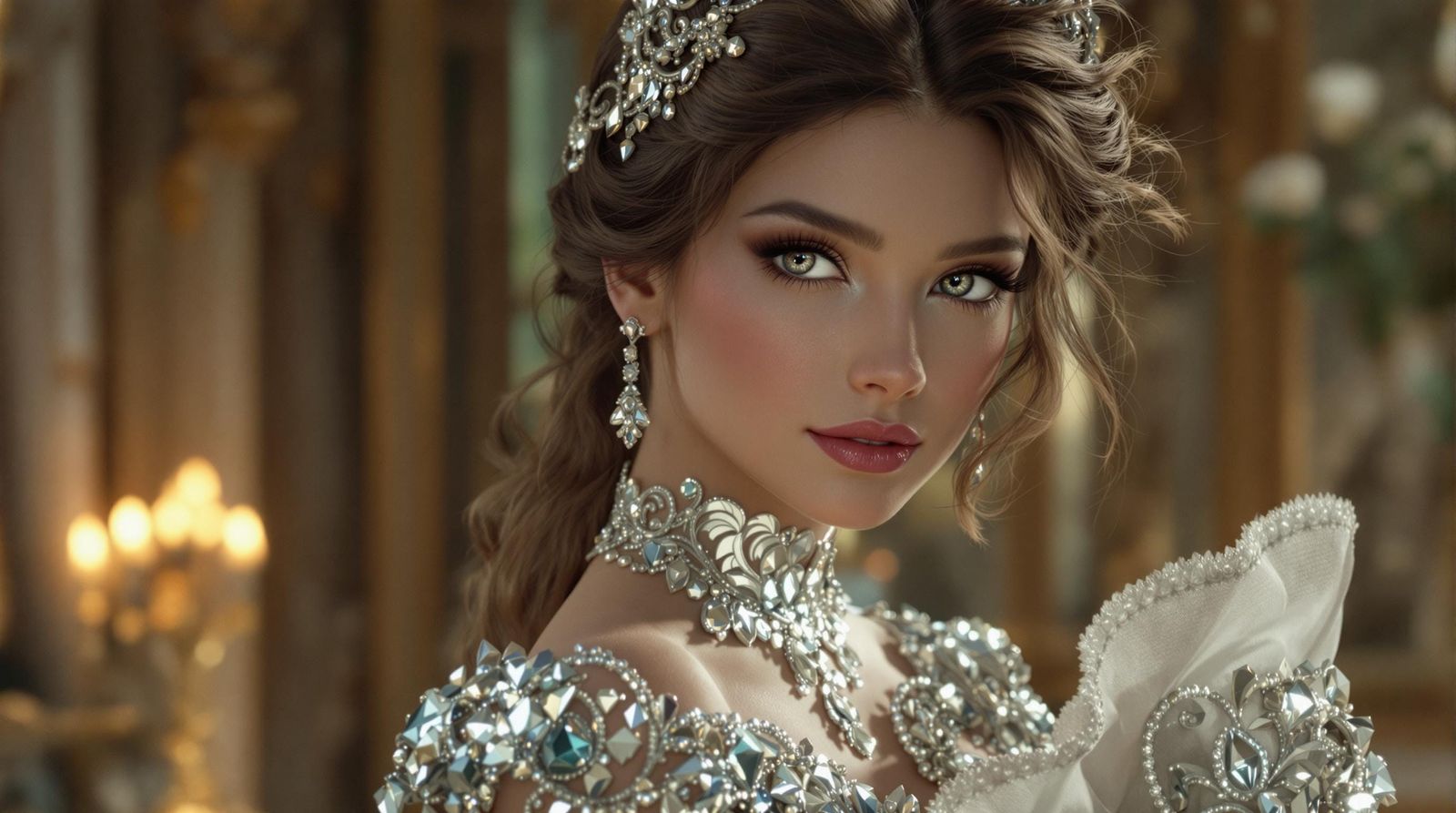 Futuristic Princess in Silver Attire