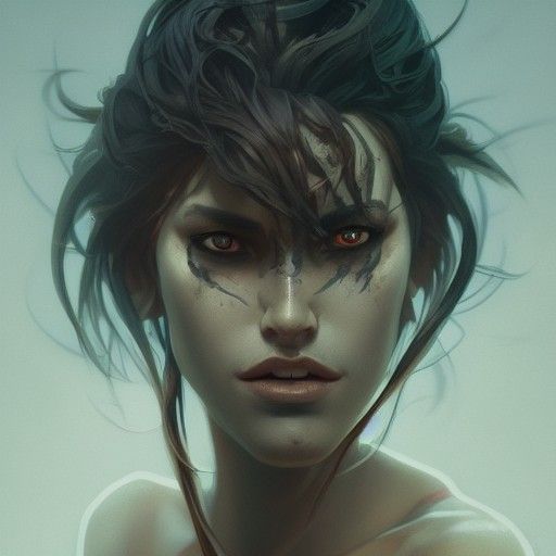 Detailed Lycanthrope Portrait in Art Nouveau Style