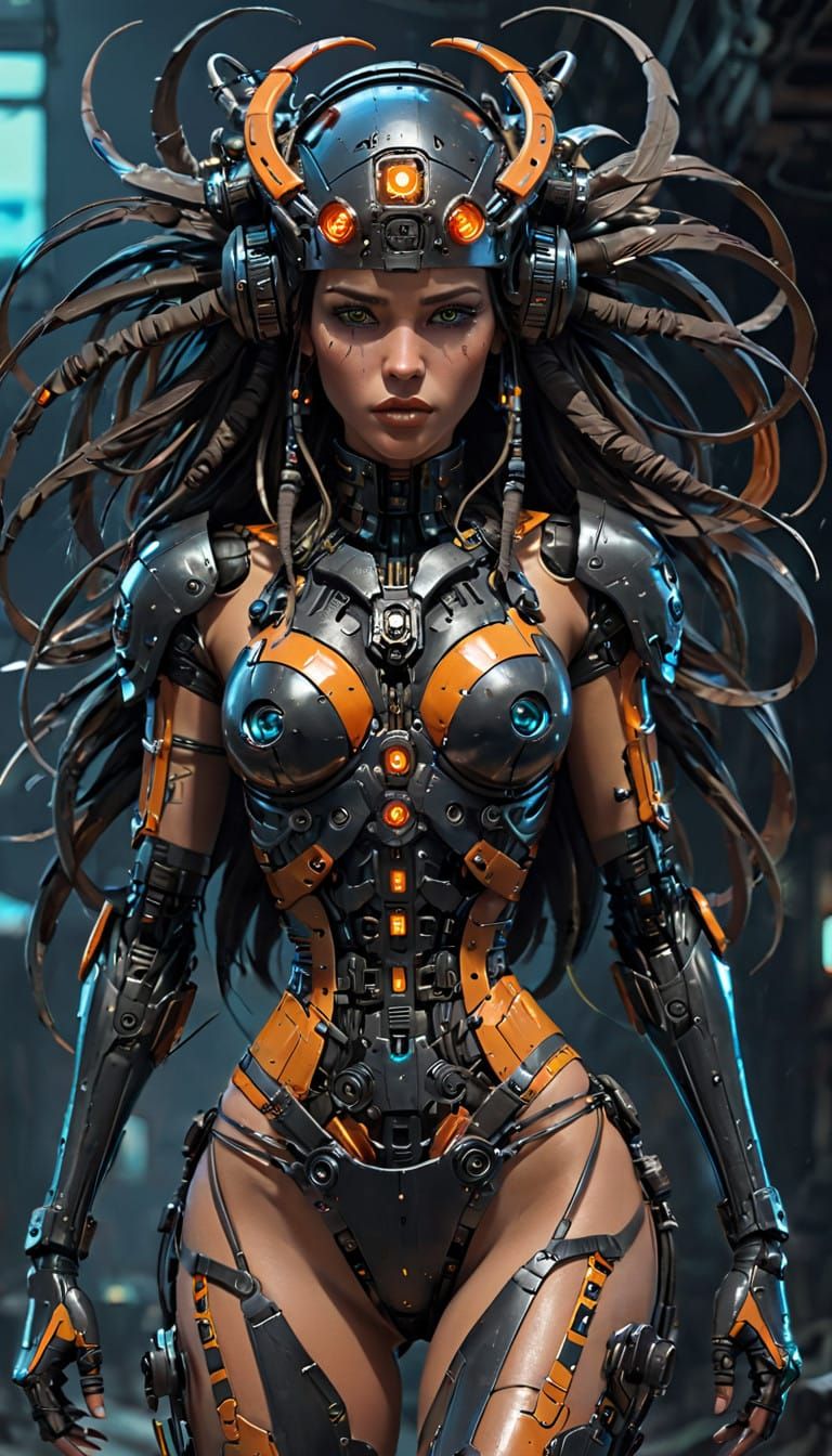 Fembot Pirate in Cyberpunk Dreamscape