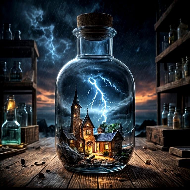 Storm in a Bottle: AI-Generated Image