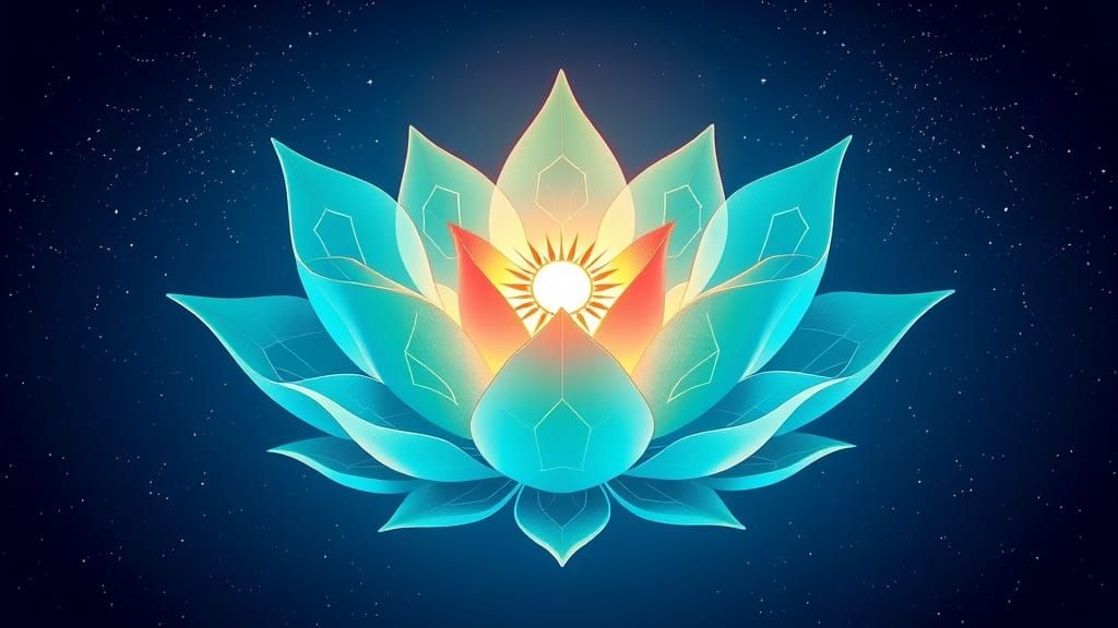 Surreal Lotus Blooms in Cosmic Harmony