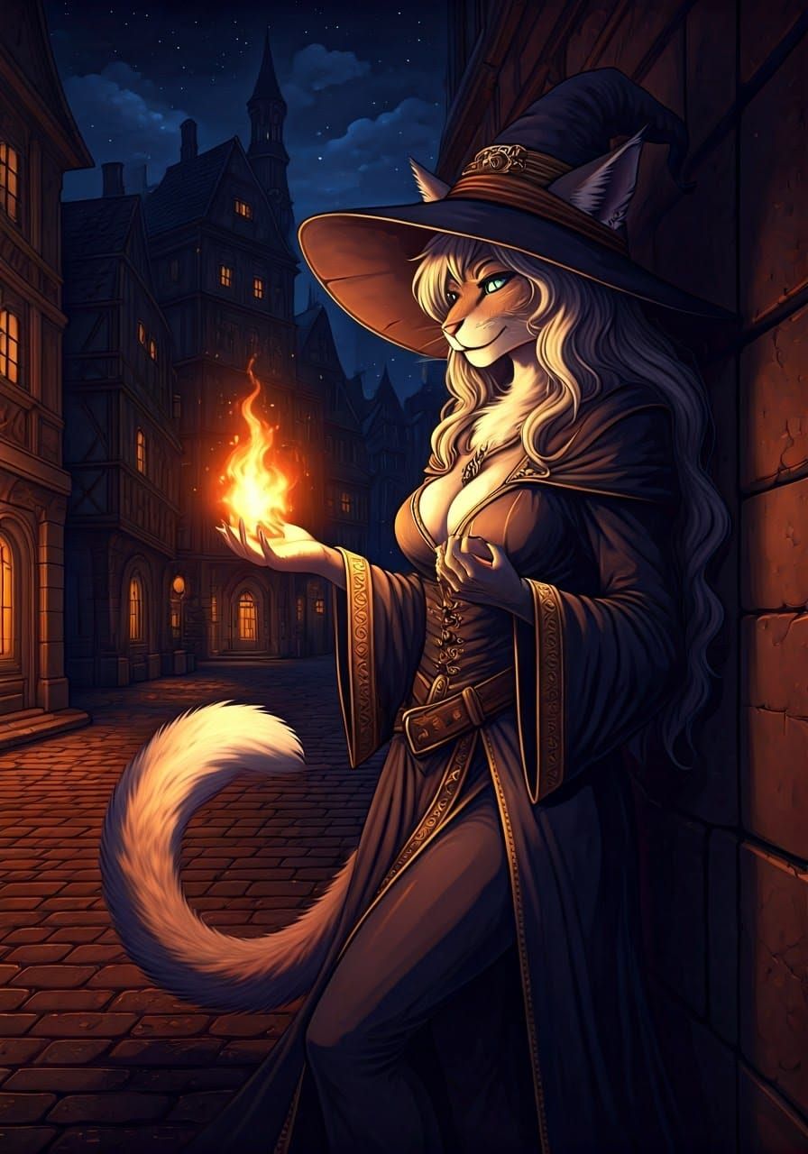 Medieval Fantasy Cat Goddess Ignites Magic