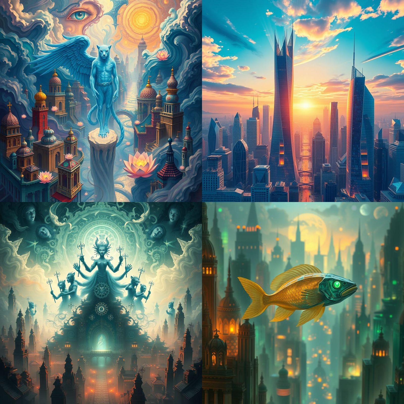 Surreal City of Blue Leopard Gods
