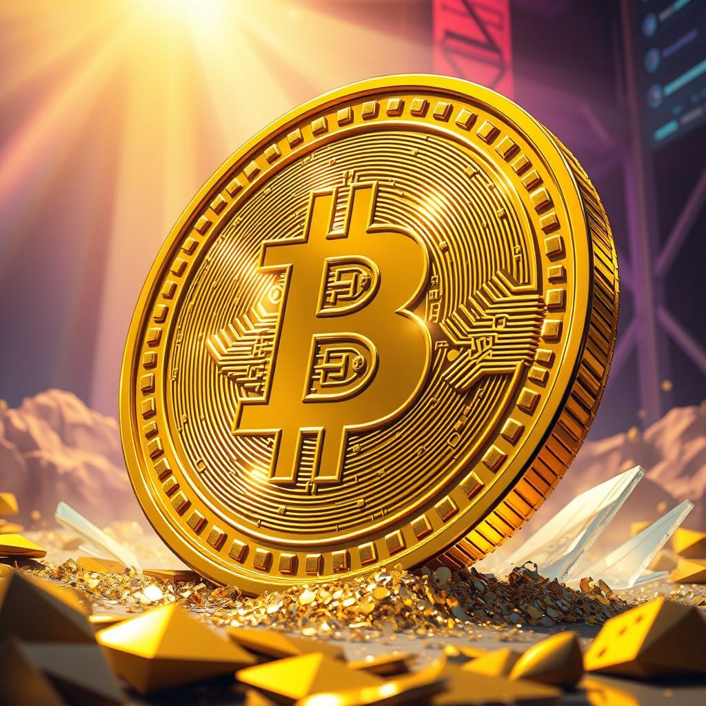 Gold Coin in Motion: Hyperrealistic Digital Art