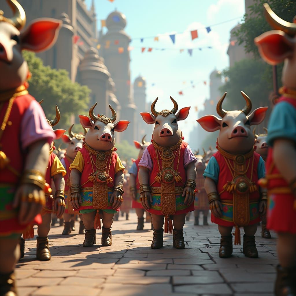 Humanoid Animals Celebrate United Nations Day in Dreamlike C...